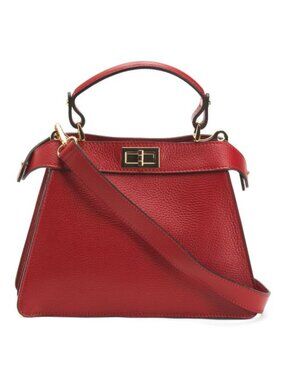 CHEVAL Made In Italy Leather Satchel 3 Compartment With Turn Lock